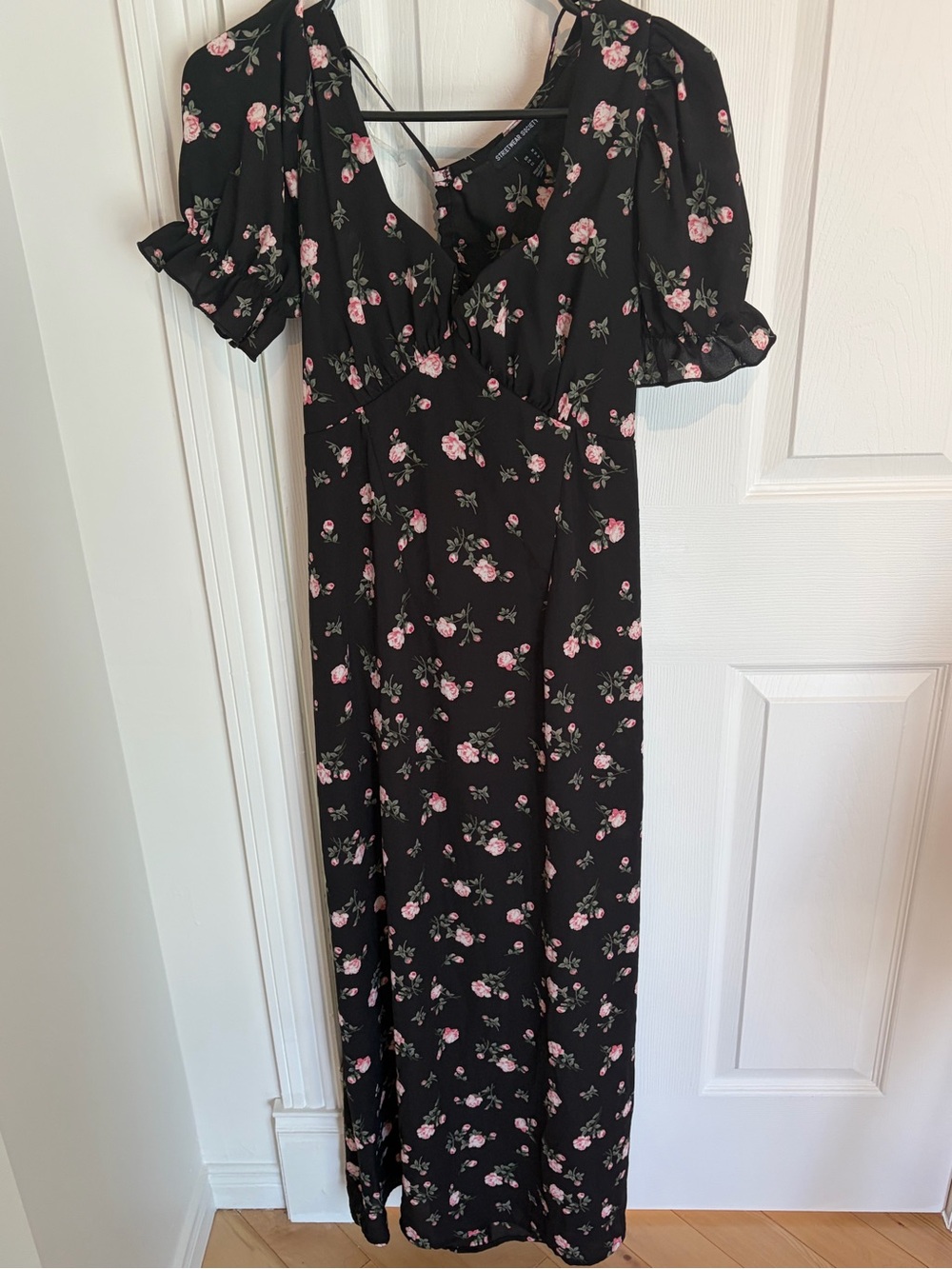 Urban Planet Black Maxi Dress with Pink Floral Print